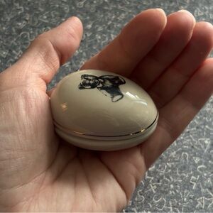 Vintage Small World Greetings Japan Teddy Bear Trinket Box 2” Oval Egg Shaped